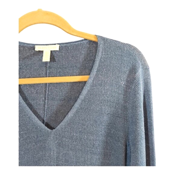Eileen Fisher Blue Organic Linen Blend V-neck Hi-lo Tunic Sweater Women's Medium - Picture 6 of 9